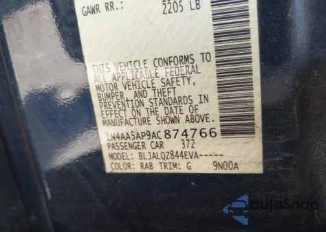 2010 Nissan Maxima 3.5 S z USA, uszkodzony, nr VIN 1N4AA5AP9AC874766